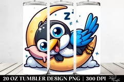 Colorful Baby Magpie Napping on the Moon | 20 Oz Tumbler Product Image 2