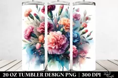 Colorful Carnation Abstract Watercolor 20 Oz Tumbler Product Image 2