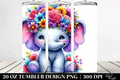 Cartoon Elephant Flower Crown | 20 oz Tumbler Product Image 2