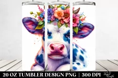 Expressive Cow with Floral Wreath, Transparent 20 Oz Tumbler Product Image 2