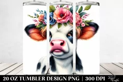 Expressive Cow with Floral Wreath, Transparent 20 Oz Tumbler Product Image 2