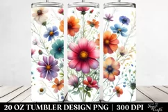 Centered Watercolor Wild Flowers | 20 Oz Tumbler Product Image 2
