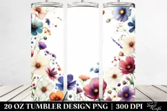 Centered Watercolor Wild Flowers | 20 Oz Tumbler Product Image 2