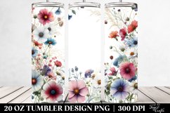 Centered Watercolor Wild Flowers | 20 Oz Tumbler Product Image 2