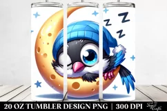 Colorful Baby Magpie Napping on the Moon | 20 Oz Tumbler Product Image 2