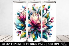 20 Oz Tumbler Sublimation | Colorful Magnolia | Watercolor Product Image 2