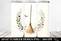 Simple Broomstick Watercolor Image | 20 oz Tumbler Product Image 2
