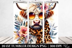 Watercolor Elegant Highland Cow | 20 Oz Tumbler Product Image 2