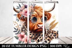 Watercolor Elegant Highland Cow | 20 Oz Tumbler Product Image 2