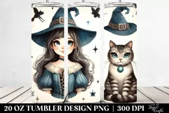 Retro Smiling Witch Cat | 20 oz Tumbler Product Image 2