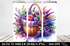 20 Oz Tumbler Sublimation | Colorful Violet Basket | Product Image 2