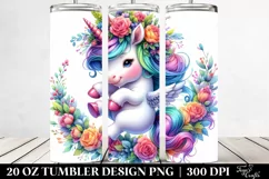 Jumping Baby Unicorn Drawing | 20 oz Tumbler Product Image 2