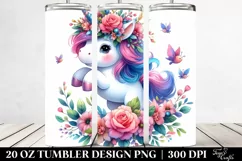 Jumping Baby Unicorn Drawing | 20 oz Tumbler Product Image 2