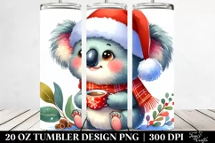Happy Koala with Tea Cup, Transparent 20 Oz Tumbler Product Image 2