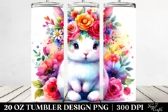 Cute Rabbit Sitting Watercolor 20 Oz Tumbler Product Image 2
