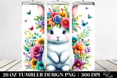 Adorned Cute Rabbit Watercolor 20 Oz Tumbler Product Image 2