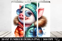 Posing Cute Pig Watercolor 20 Oz Tumbler Product Image 2