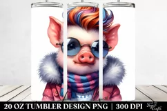 Posing Cute Pig Watercolor 20 Oz Tumbler Product Image 2