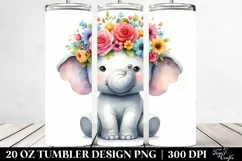 Colorful Flower Crown Elephant | 20 oz Tumbler Product Image 2