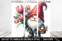 Adorable Gnome Flower Basket Tumbler | 20 Oz Product Image 2