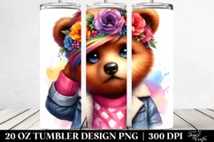 Posing Cute Bear Watercolor 20 Oz Tumbler Product Image 2