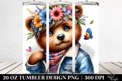 Posing Cute Bear Watercolor 20 Oz Tumbler Product Image 2