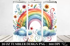Whimsical Rainbow and Clouds Clipart | 20 oz Tumbler Product Image 2