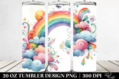 Whimsical Rainbow and Clouds Clipart | 20 oz Tumbler Product Image 2