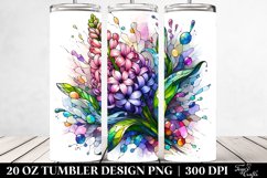20 Oz Tumbler Sublimation | Colorful Hyacinth | Watercolor Product Image 2