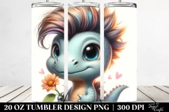 Expressive Baby Dinosaur, Transparent 20 Oz Tumbler Product Image 2