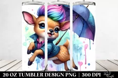 Happy Cute Deer Watercolor 20 Oz Tumbler Product Image 2