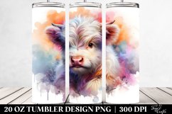 Colorful Pastel Baby Highland Cow. 20 oz Tumbler Design Product Image 2