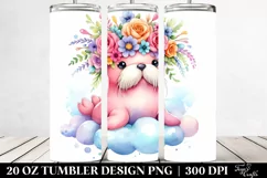 Adorned Cute Walrus Watercolor 20 Oz Tumbler Product Image 2