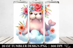 Adorned Cute Walrus Watercolor 20 Oz Tumbler Product Image 2