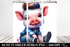 Sitting Cute Pig Watercolor 20 Oz Tumbler Product Image 2