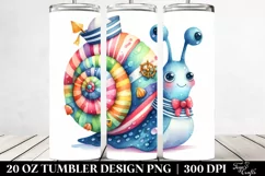 Watercolor Snail Sailor | 20 Oz Tumbler Product Image 2