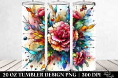 20 Oz Tumbler Sublimation | Colorful Carnation Stained Product Image 2