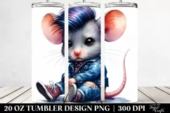 Sitting Cute Mouse Watercolor 20 Oz Tumbler Product Image 2