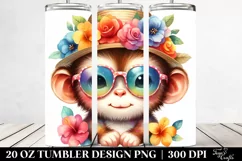 Watercolor Cute Baby Monkey | 20 Oz Tumbler Product Image 2