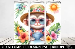 Watercolor Cute Baby Monkey | 20 Oz Tumbler Product Image 2