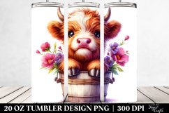 20 Oz Tumbler Sublimation | Cute Baby Highland Cow Bucket Product Image 2