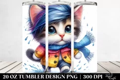 Raincoat Cat Watercolor | 20 oz Tumbler Product Image 2