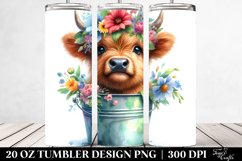 20 Oz Tumbler Sublimation | Cute Baby Highland Cow Bucket Product Image 2