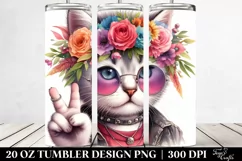 Contempt Cat with Floral Wreath, Transparent 20 Oz Tumbler Product Image 2