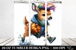 Vibrant Baby Deer Running with Cool Haircut | 20 oz Tumbler Product Image 2