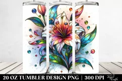 20 Oz Tumbler Sublimation | Colorful Lily Stained Product Image 2