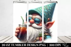 Detailed Gnome Beach Wear Turquoise Hat | 20 Oz Tumbler Product Image 2