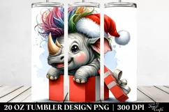 Expressive Baby Rhino with Santa Hat, Transparent 20 Oz Product Image 2
