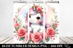 Watercolor Unicorn Rose Frame | 20 Oz Tumbler Product Image 2
