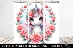 Watercolor Unicorn Rose Frame | 20 Oz Tumbler Product Image 2